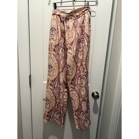 Lulu’s Women’s  Boho Aesthetic Mauve Multi Paisley Print Wide Leg Pants Size L - Picture 5 of 6